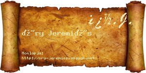 Őry Jeremiás névjegykártya